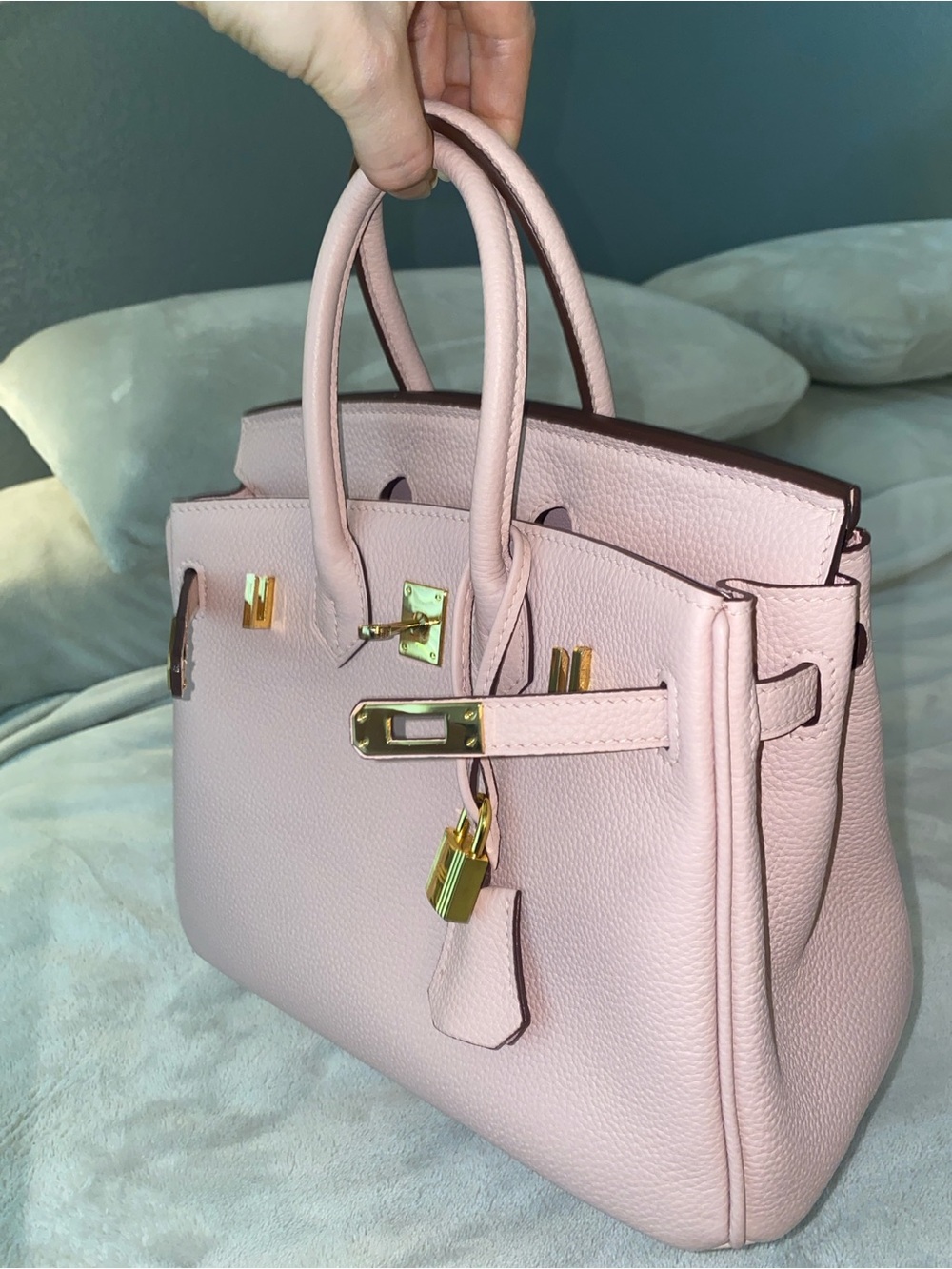 25cm light pink Togo leather top handle handbag bk25 - Picture 9 of 9
